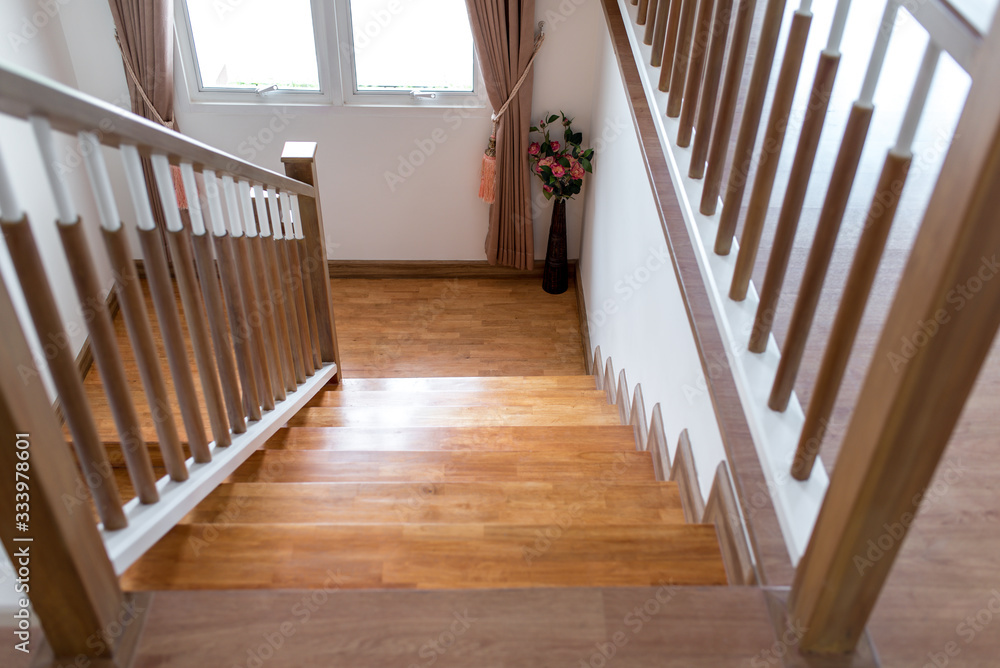 Obraz premium American style brown staircase in high views