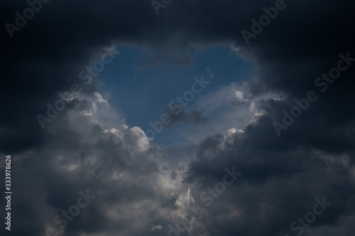 Storm clouds time lapse. Sky clouds forming a symbol of love (heart).