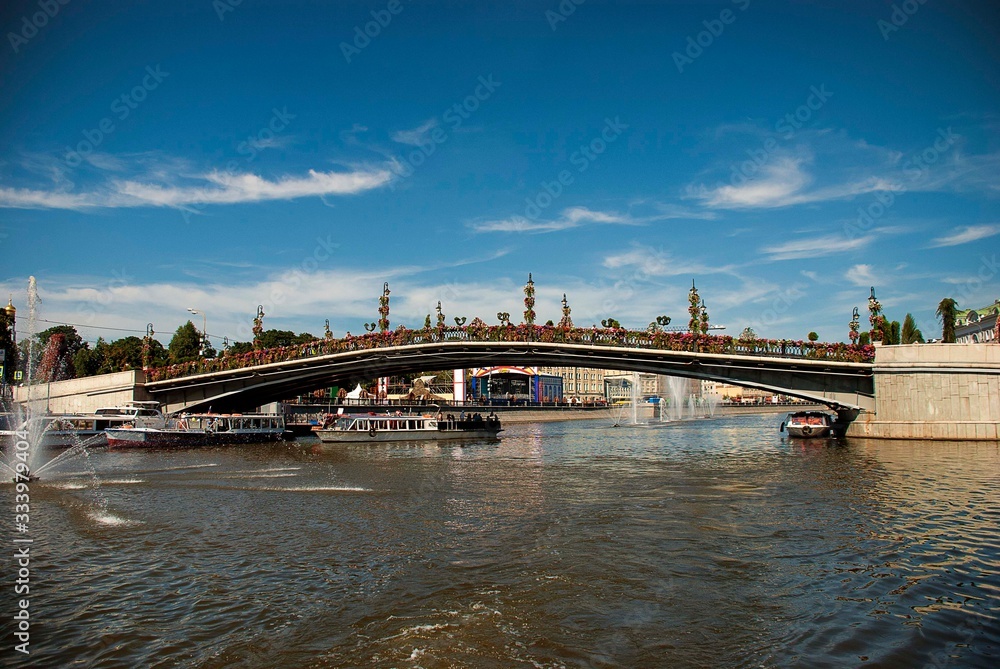 The Tretyakovsky Bridge in central Moscow, Russia