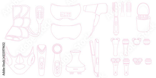 イラスト素材　美容 家電　アイコン　線　ライン　ベクター