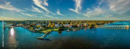 Aerial summer view of colonial Chestertown on the Chesapeake Bay in Maryland USA photo