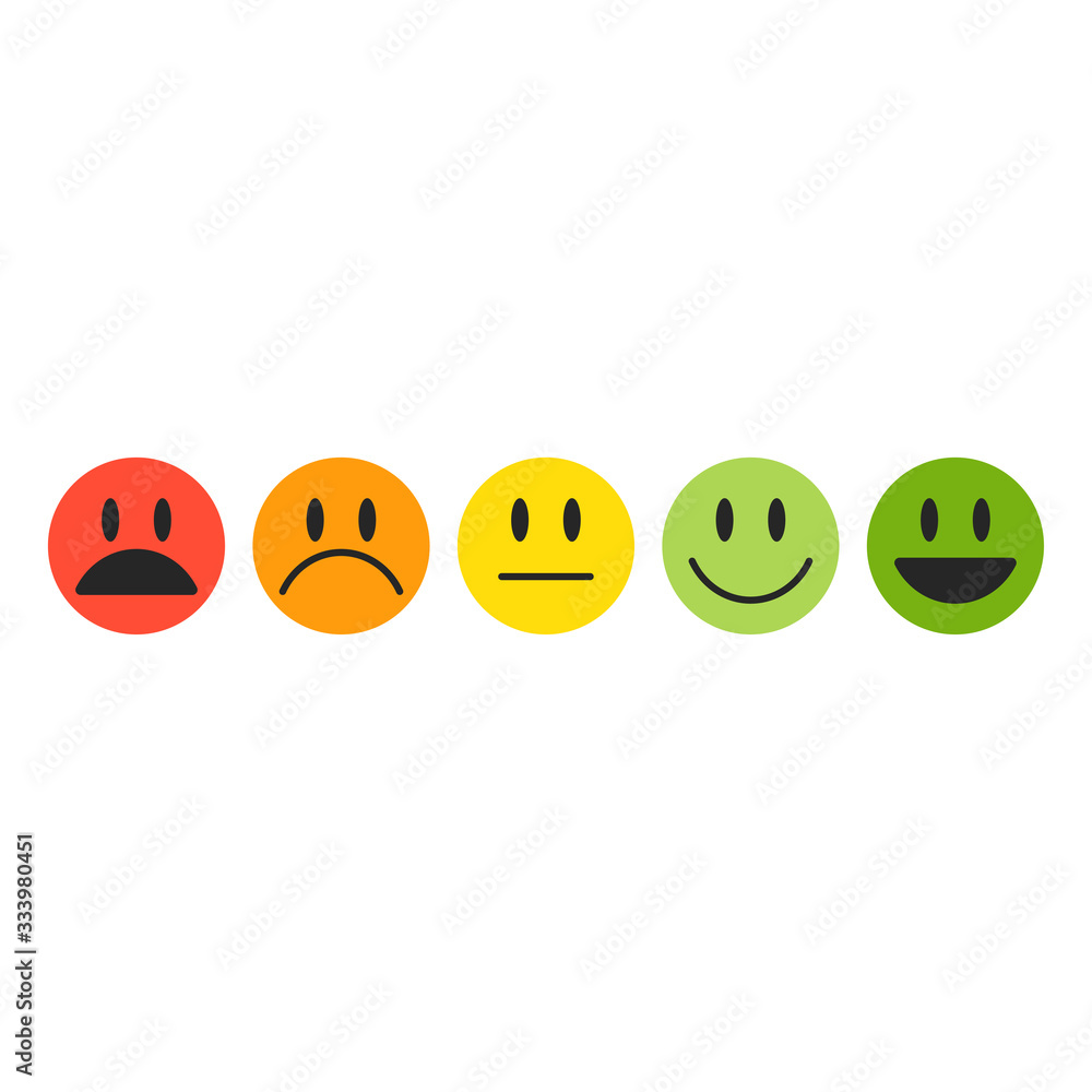 Icons, emoticons for rating or review. Feedback rate of satisfaction. Level Icons, emoticons for rating or review. Feedback rate of satisfaction. Level