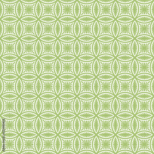 Ornate seamless pattern. Green and white colors. Swatches included in vector file.