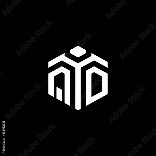 QD monogram logo with abstract hexagon style design template photo