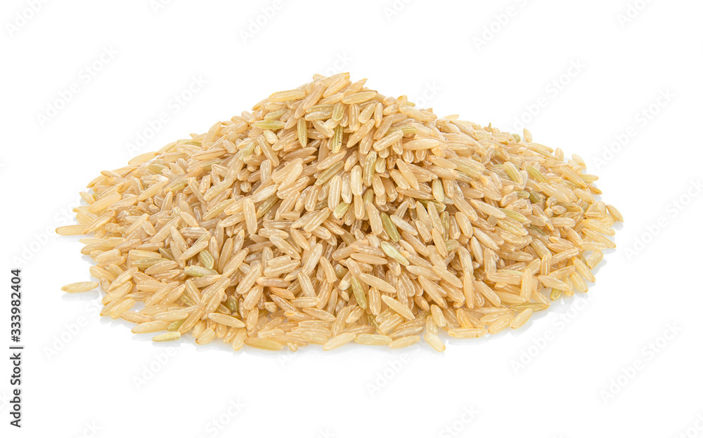 Heap of brown rice on white background Heap of brown rice on white background