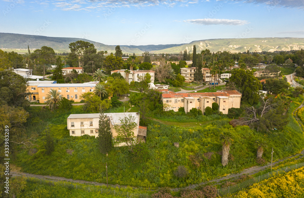 View of the Israeli Kibbutz Bet Zera. top view 