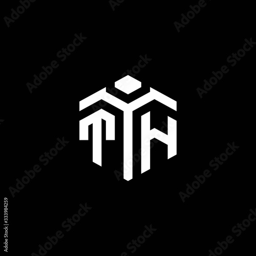 TH monogram logo with abstract hexagon style design template