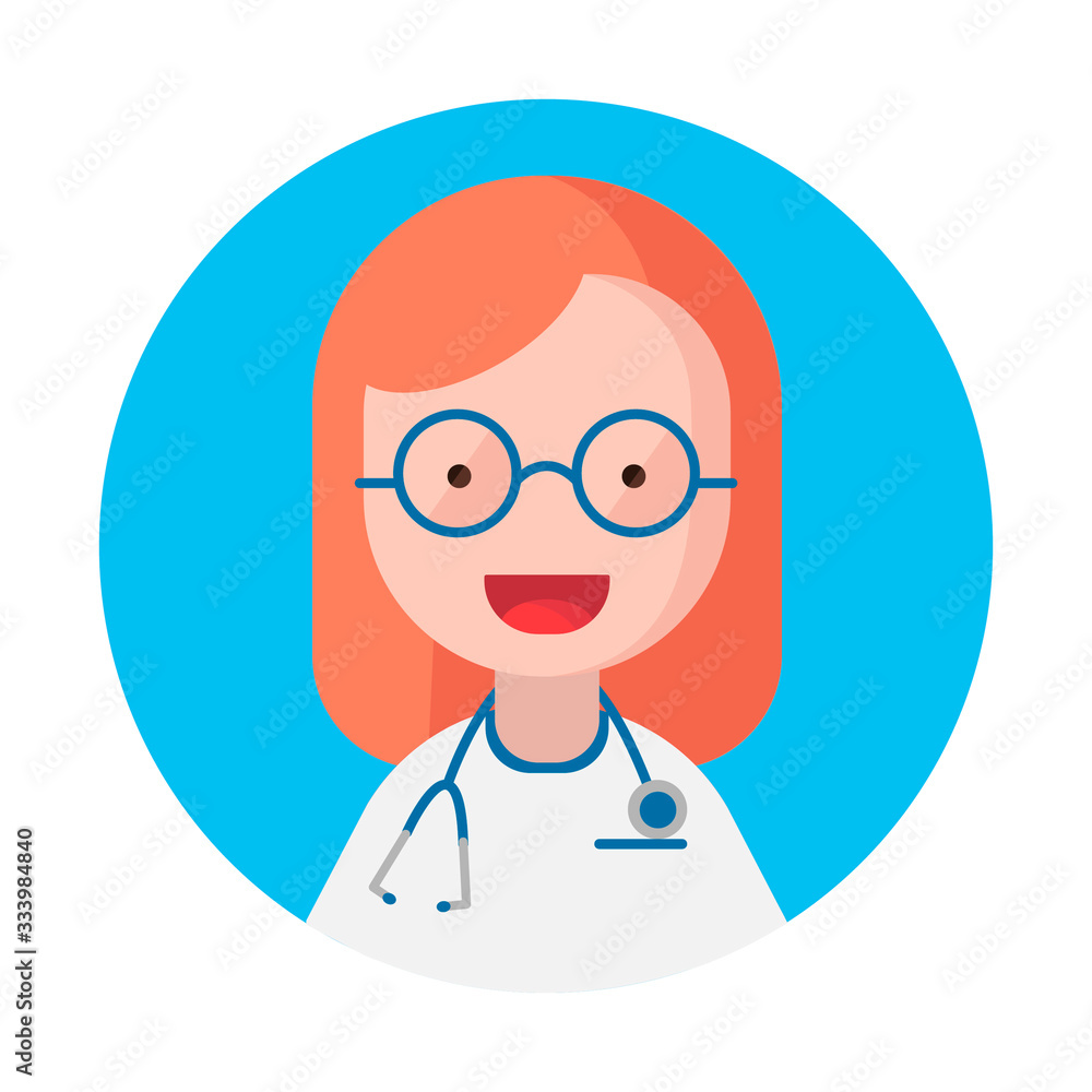 cute illustration of a woman doctor. 