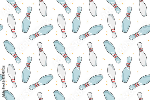 Illustration seamless pattern of skittle for bowling.
