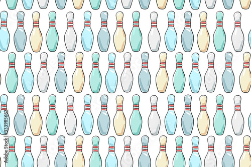 Illustration seamless pattern of skittle for bowling.