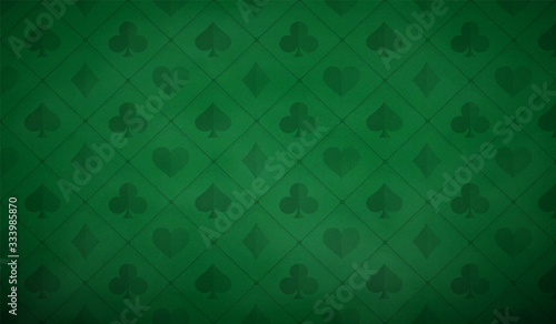 Poker table background in green color.