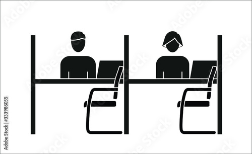 Reception desk with chair icon on a white background