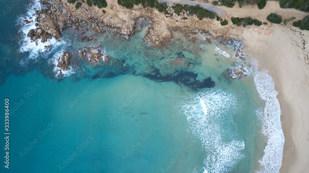 aerial blue sardinian beach