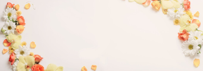 beautiful yellow and orange  floral pattern on white background