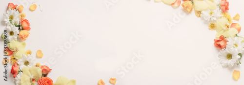beautiful yellow and orange  floral pattern on white background