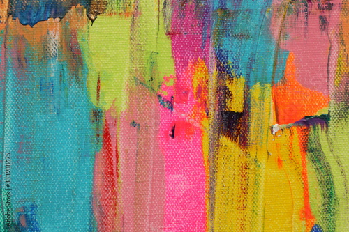 Vibrant colors make up this abstract painting with canvas texture for backgrounds.