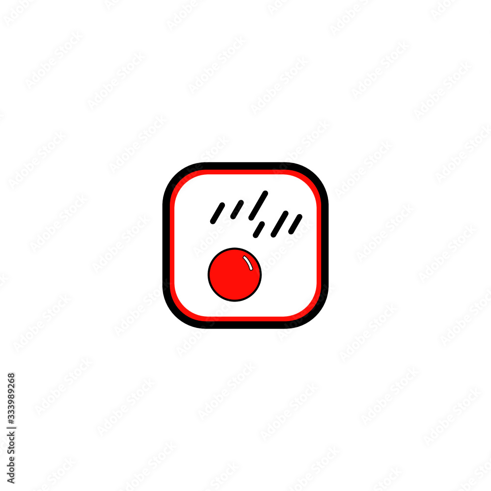 Ball falling from the sky. Icon design eps 10 vector. Red bouncing ball in square Ball falling from the sky. Icon design eps 10 vector. Red bouncing ball in square