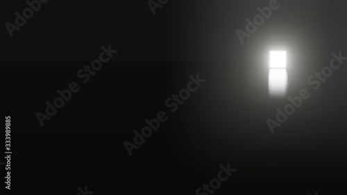 3d illustration of the white glowing square in the dark empty background