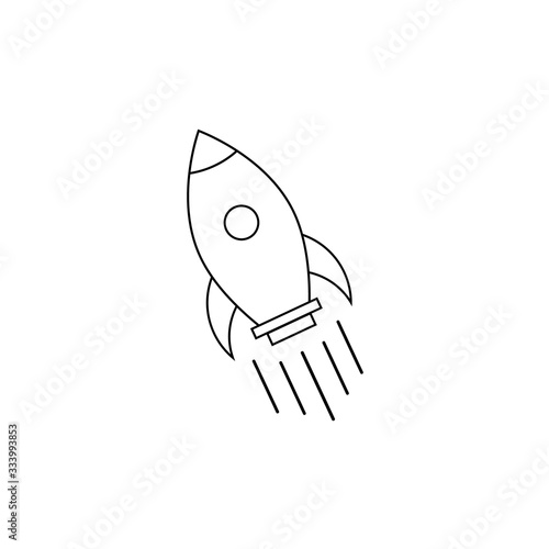 Rocket icon flat. Illustration isolated on white background. Vector grey sign symbol