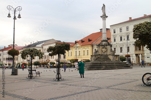 Memorial plague column on Banská Bystrica's main square, Slovakia