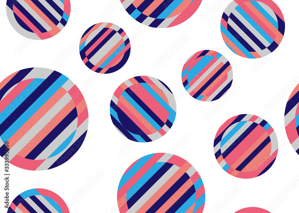 Obraz premium Circles and stripes. Seamless vector pattern.