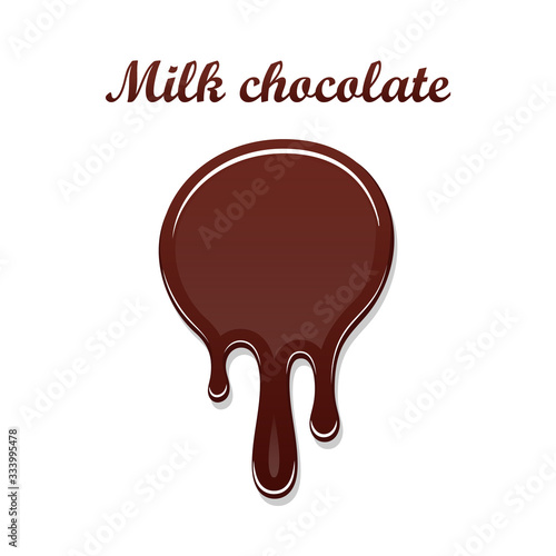 Chocolate drip splash. Chocolate liquid blot isolated white background. Shape melt dessert spot. 3D realistic design stain element. Food decoration. Milk, dark chocolate splashing. Vector illustration