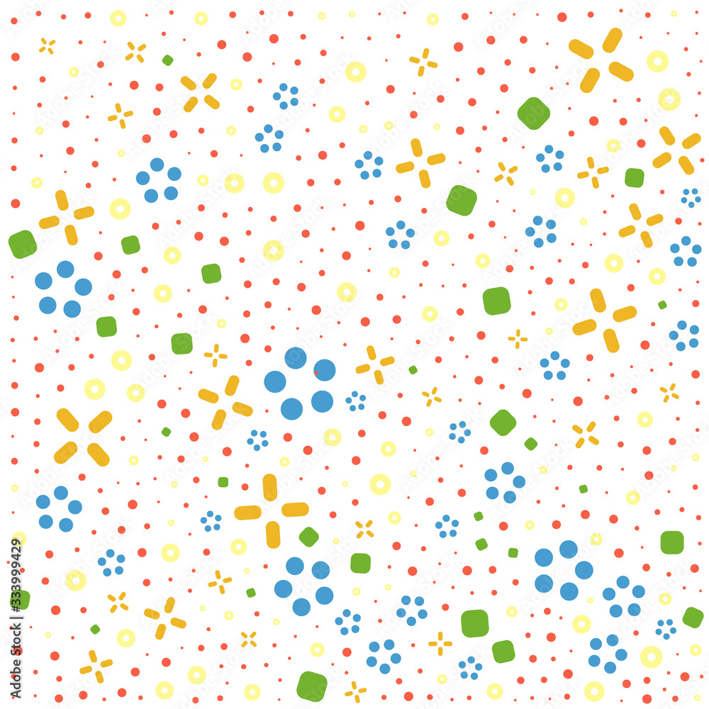 Cute ditsy floral seamless pattern with geometric elements.