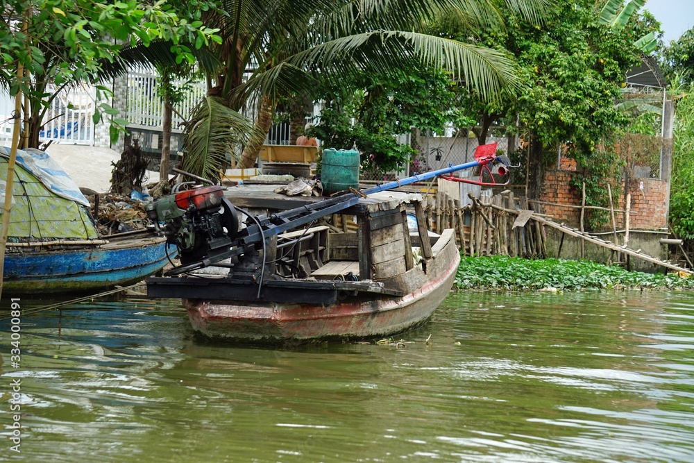 Obraz premium rural landscape at song hau river in vietnam