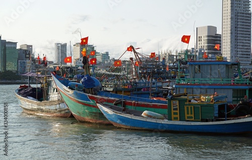 colorful fishing fleet in da nang