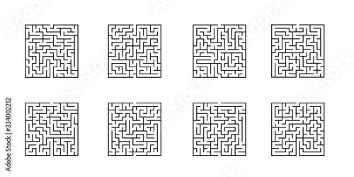Set of 8 square mazes, 15 cells wide, no solution