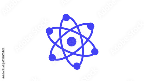 Blue atom icon on white background,atom isolated on white background