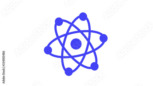 Blue atom icon on white background,atom isolated on white background