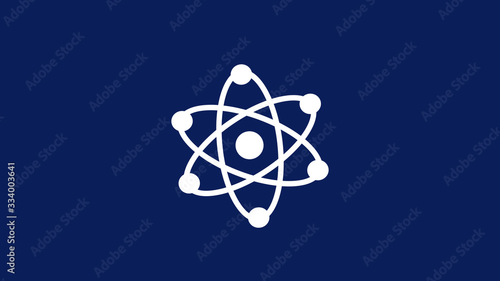 Blue background atom icon,New atom icon,white atom icon Blue background atom icon,New atom icon,white atom icon