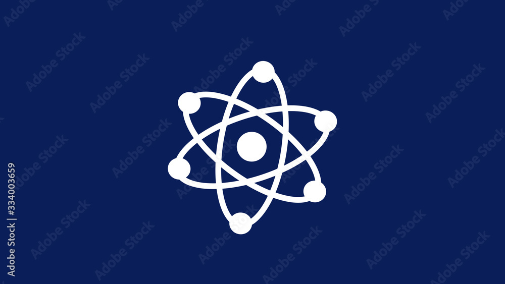 Blue background atom icon,New atom icon,white atom icon Blue background atom icon,New atom icon,white atom icon