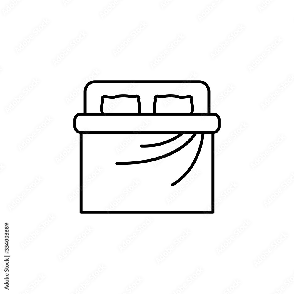 bedroom, interior line illustration icon on white background. bedroom, interior line illustration icon on white background.
