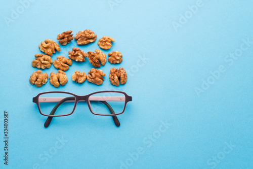 glasses with walnuts on top