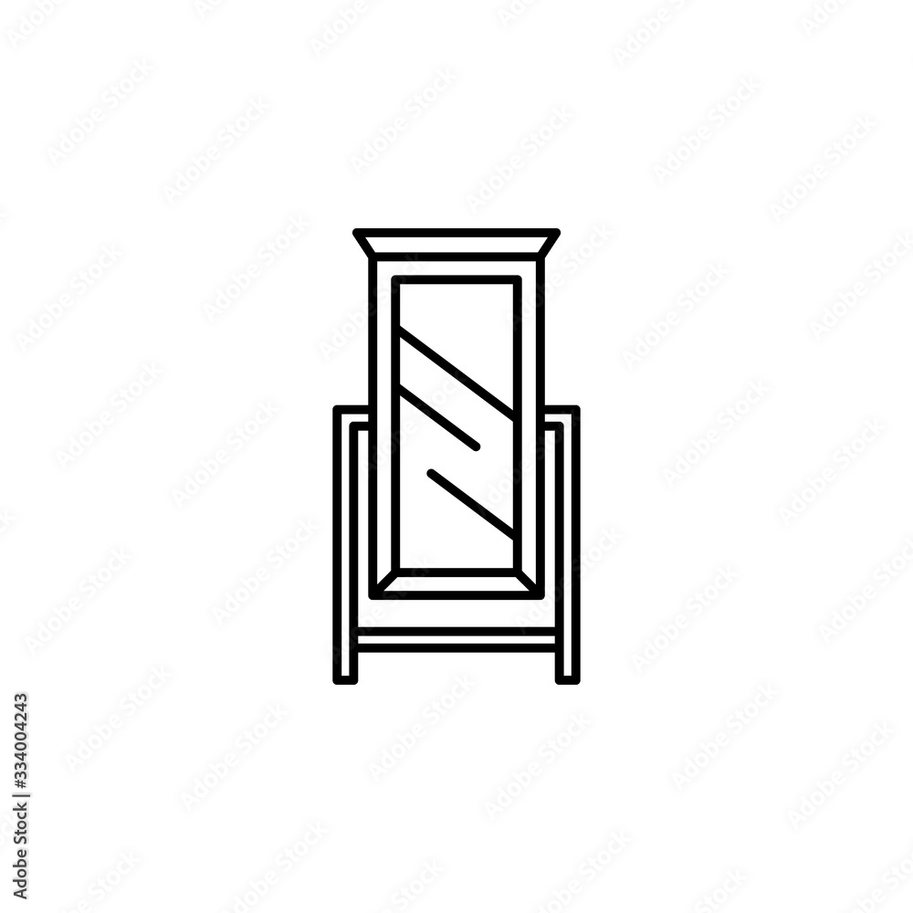 furniture, vertical mirror line illustration icon on white background. furniture, vertical mirror line illustration icon on white background.