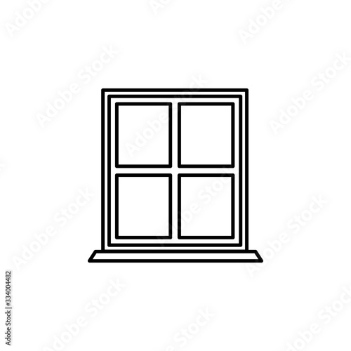 home  house  window  interior line illustration icon on white background.