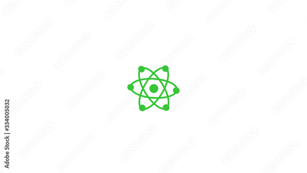 Green atom icon on white background,atom icon,science icon Green atom icon on white background,atom icon,science icon