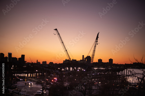 Sunset in the hudson river, Manhattan 