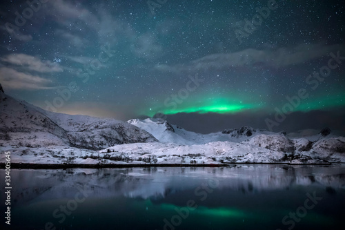 Polarlicht über einem Fjord - Lofoten - Norwegen © EinBlick