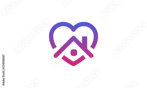 Stay home heart sticker icon for quarantine company coronavirus covid