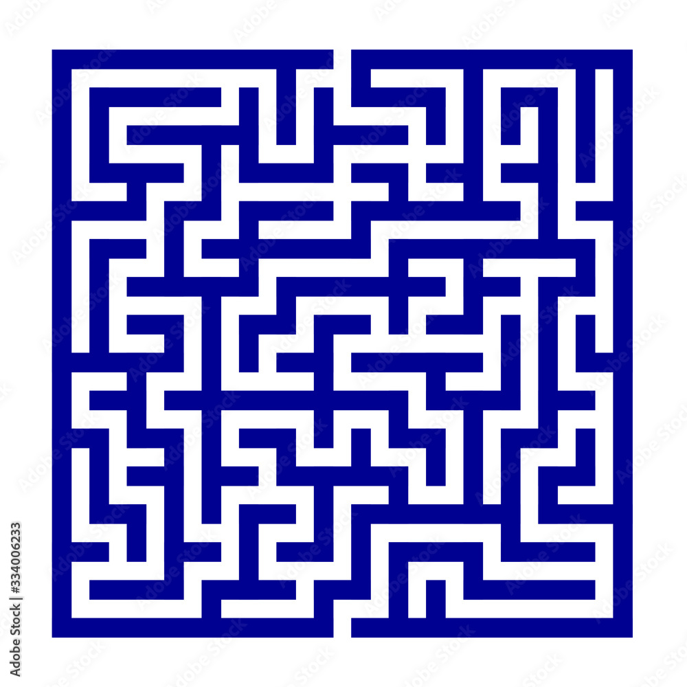 15x15 rectangular maze with blue thick walls and no solution