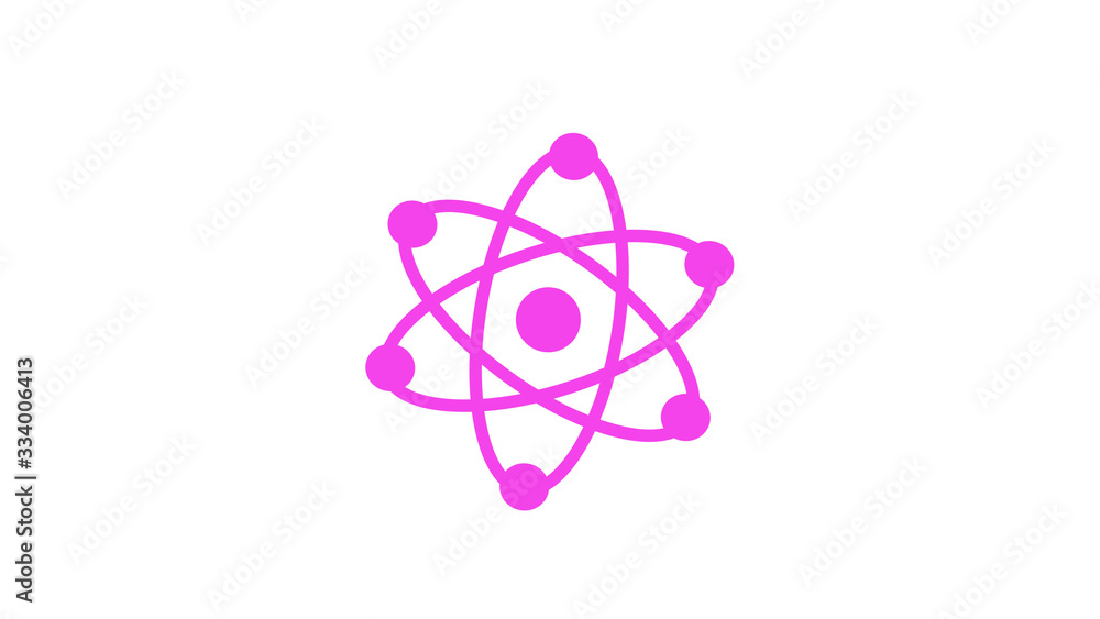 Pink atom icon,atom isolated on white background Pink atom icon,atom isolated on white background