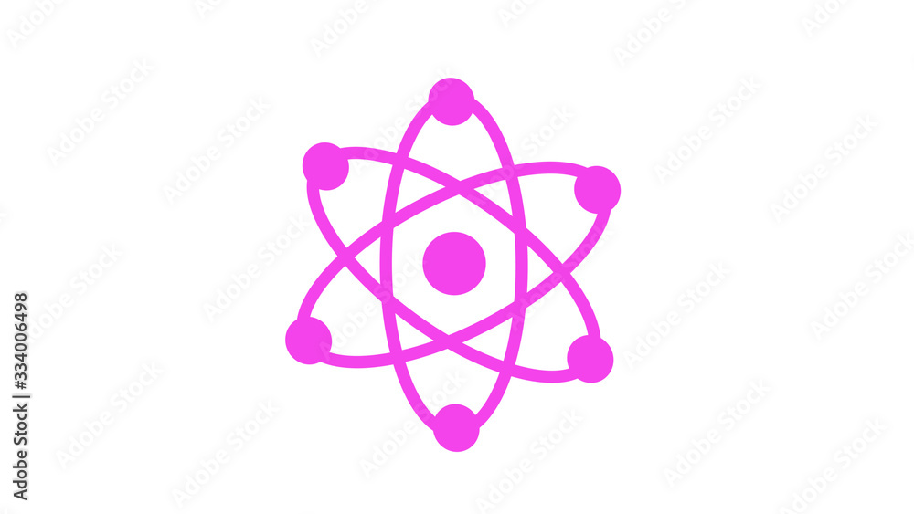 Pink atom icon,atom isolated on white background Pink atom icon,atom isolated on white background