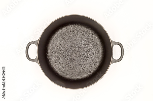 Cast iron pan with two handles top view