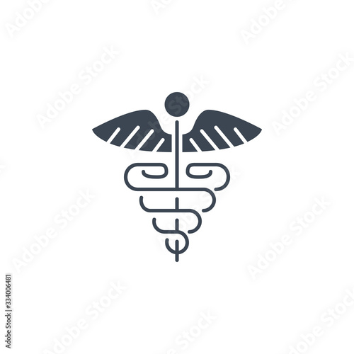 Caduceus related vector glyph icon. Isolated on white background. Vector illustration.