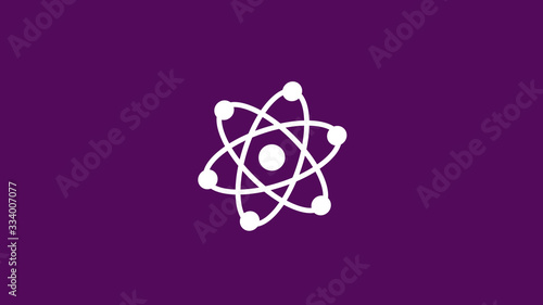 Amazing white atom icon,atom icon,atom icon on purple background