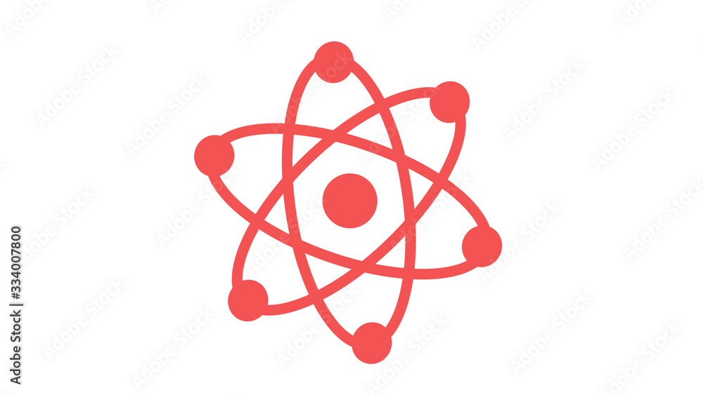 Amazing red atom on white background,atom icon,science icon Amazing red atom on white background,atom icon,science icon