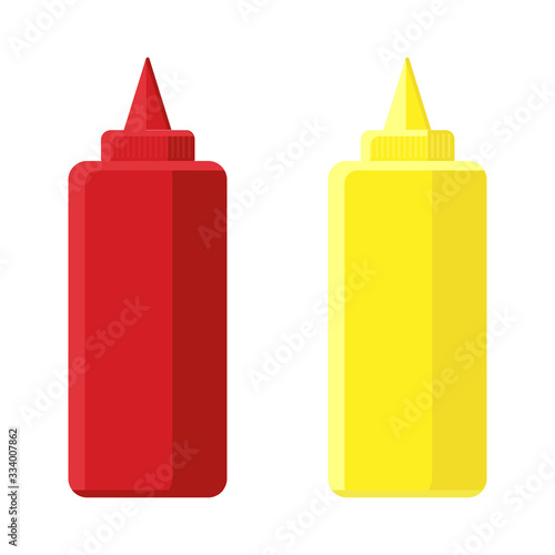 Ketchup and mustard flat icon isolated on white background. Vector illustration. © Yeliena